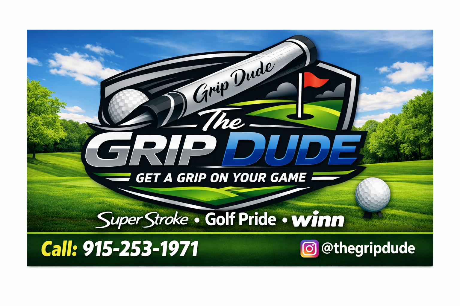 Freshly regripped golf clubs